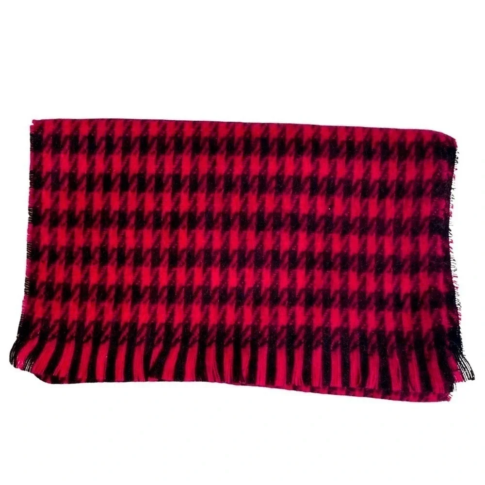 Michelle Stuart Berry & Black Herringbone Scarf